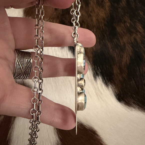 ❤️ Golden Hills Turquoise Thunderbird ADJ Statement Necklace 22.5” Unisex 33Gram - Picture 10 of 17